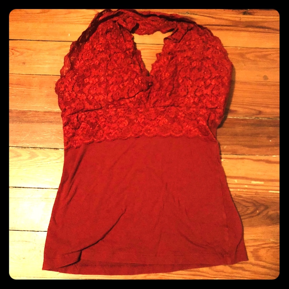 Love Culture Red Lace Halter Top